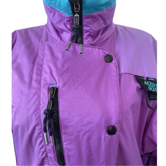 Vintage 80s Mountain Goat purple & turquoise ski jacket w shoulder pads Women M. - Picture 5 of 16